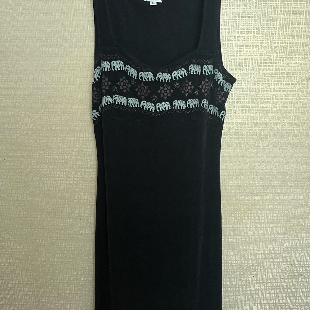 XOXO Black Midi Dress with Elephant Pattern